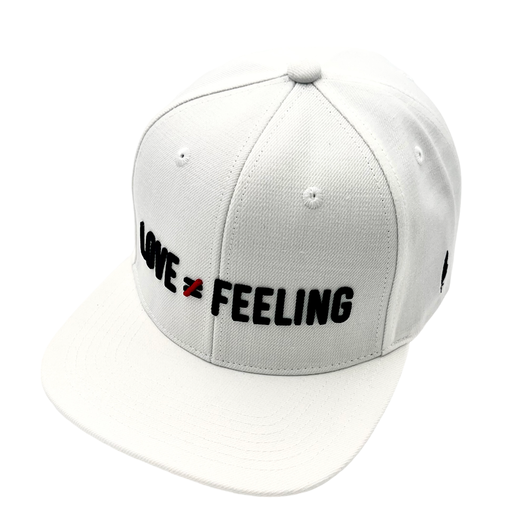 Love is Not a Feeling Snapback Cap - White