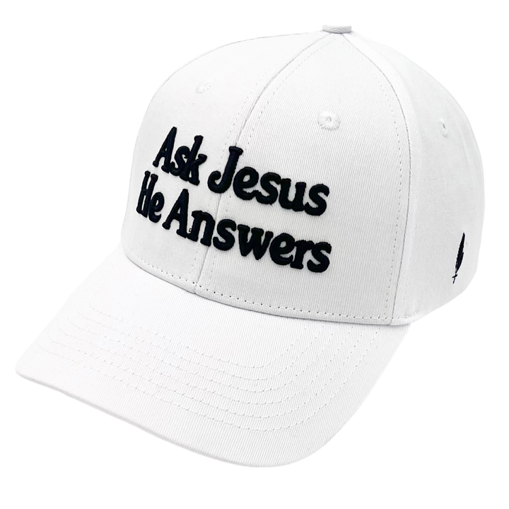 Ask Jesus He Answers Cap - White