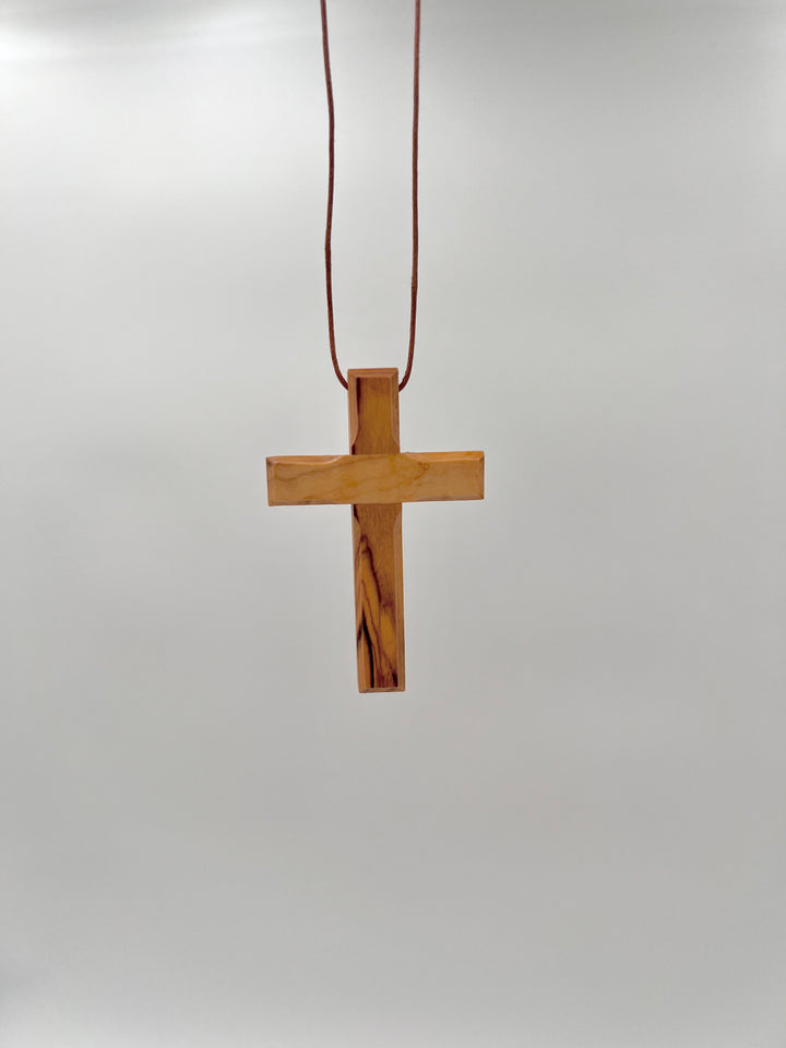 Authentic Olive Wood Christian Cross Necklace from Bethlehem