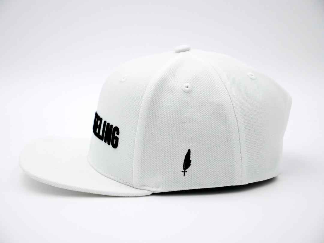 Love is Not a Feeling Snapback Cap - White