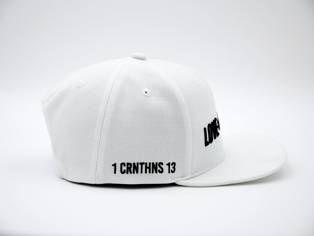 Love is Not a Feeling Snapback Cap - White
