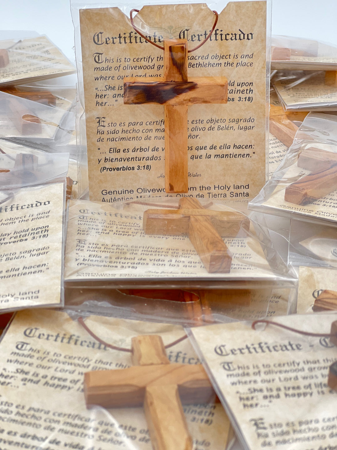 Authentic Olive Wood Christian Cross Necklace from Bethlehem