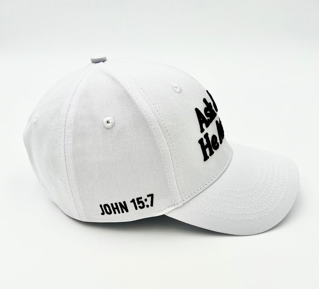 Ask Jesus He Answers Cap - White