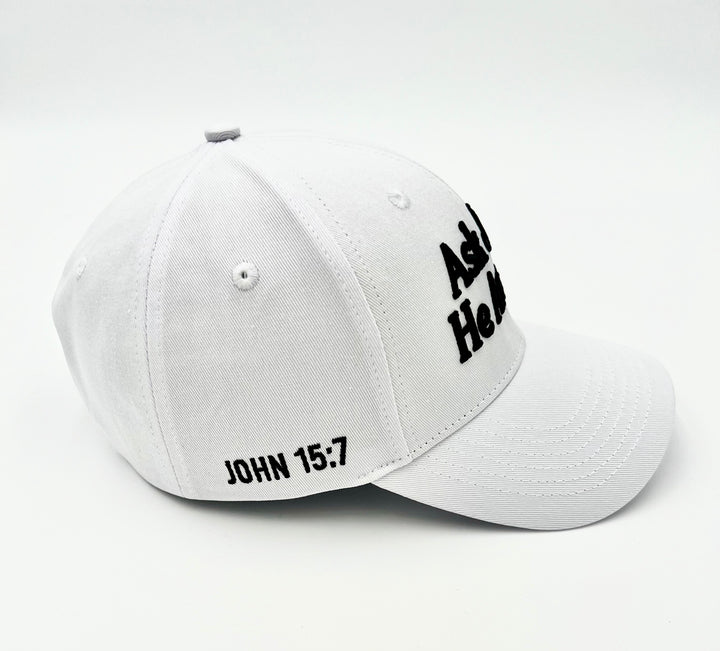 Ask Jesus He Answers Cap - White