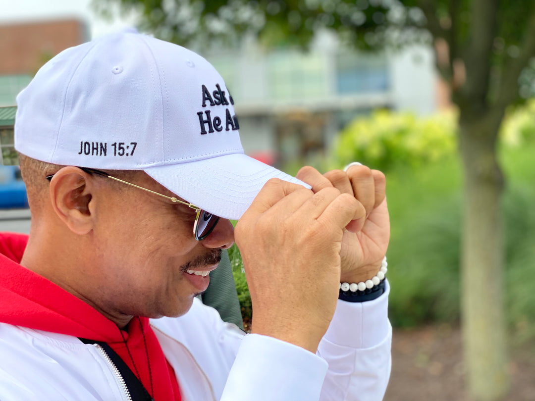 Ask Jesus He Answers Cap - White